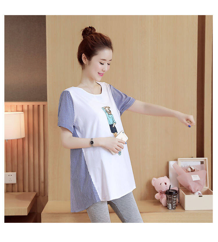 Pregnant womens summer clothes T-shirt suit 2021 new summer fashion maternity clothes short sleeve top loose spring and summer clothes summer