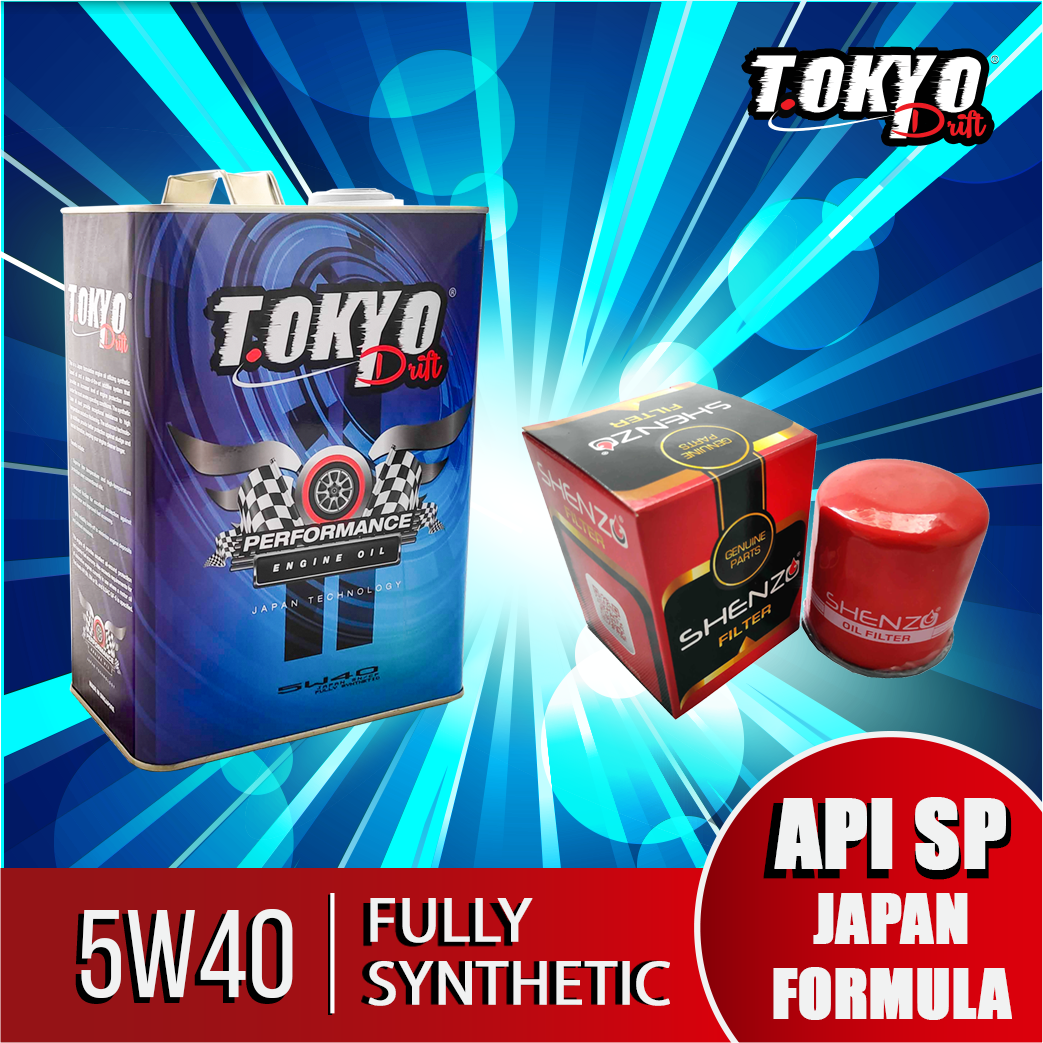 Tokyo Drift 5w40 Engine Oil Fully Synthetic 4L with Shenzo High Flow Performance Oil Filter