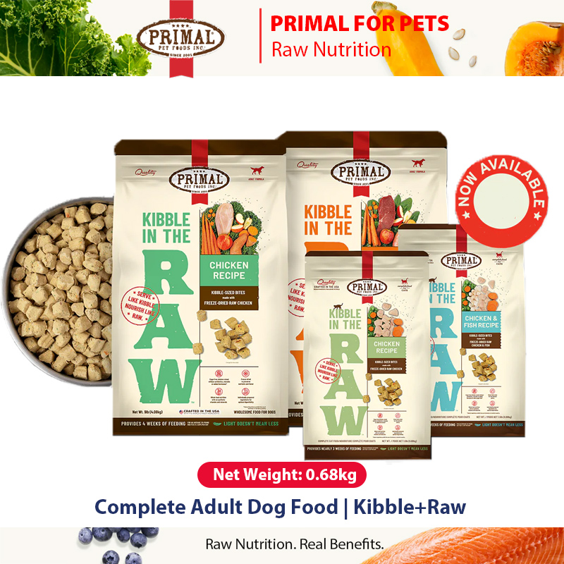 Primal Kibble in The Raw Freeze Dried Dog Food Chicken Beef Pork Recipe Made with Raw Protein Whole Ingredient Nutrition Dry Dog Food 1.5 lb Bag ราคา 12,900 บาท*ส่งฟรี