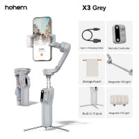 Hohem iSteady X3 Series Smartphone Stabilizer AI Tracking 3-Axis Phone Gimbal Built-in Selfie Stick &Magnetic Fill Light for Smartphone