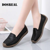 DOSREAL Doll Shoes for Women on sale Korean Style Black Shoes Women School Loafers Large Size Genuine Leather Slip On Shoes for Woman Flats Office Easy Soft Shoes Ladies