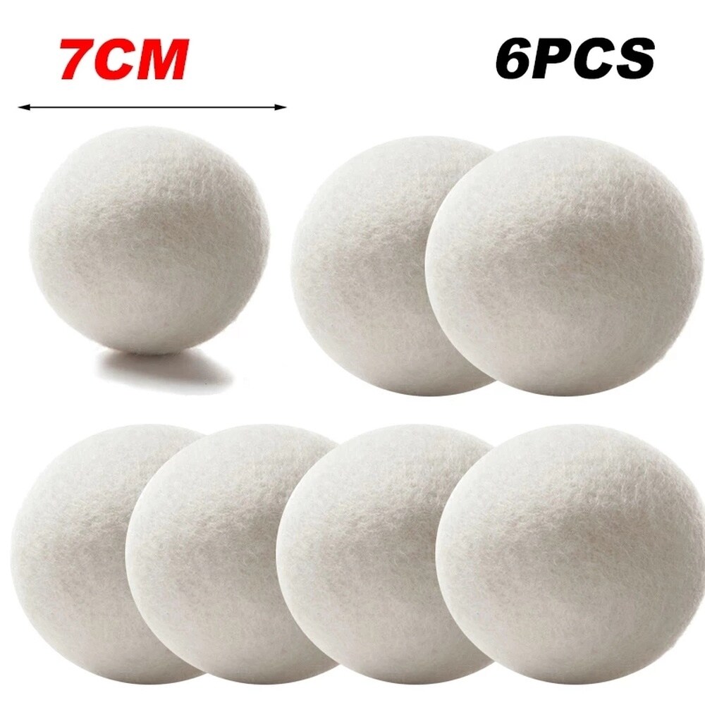 Gambar 6Pc Wool Dryer Balls Reusable Softener Laundry 7cm Laundry Ball Home Washing Balls Wool Dryer Balls Washing Machine Accessories