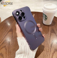 Kisscase Cho iPhone 15Promax siêu mỏng Không Biên Biên Giới Magsafe Shell Kim Loại Sơn chống rơi Cứng PC Trường Hợp Frosted PC Matte Bảo Vệ Cover Quay Lại Cho Apple15 14 13 12 11