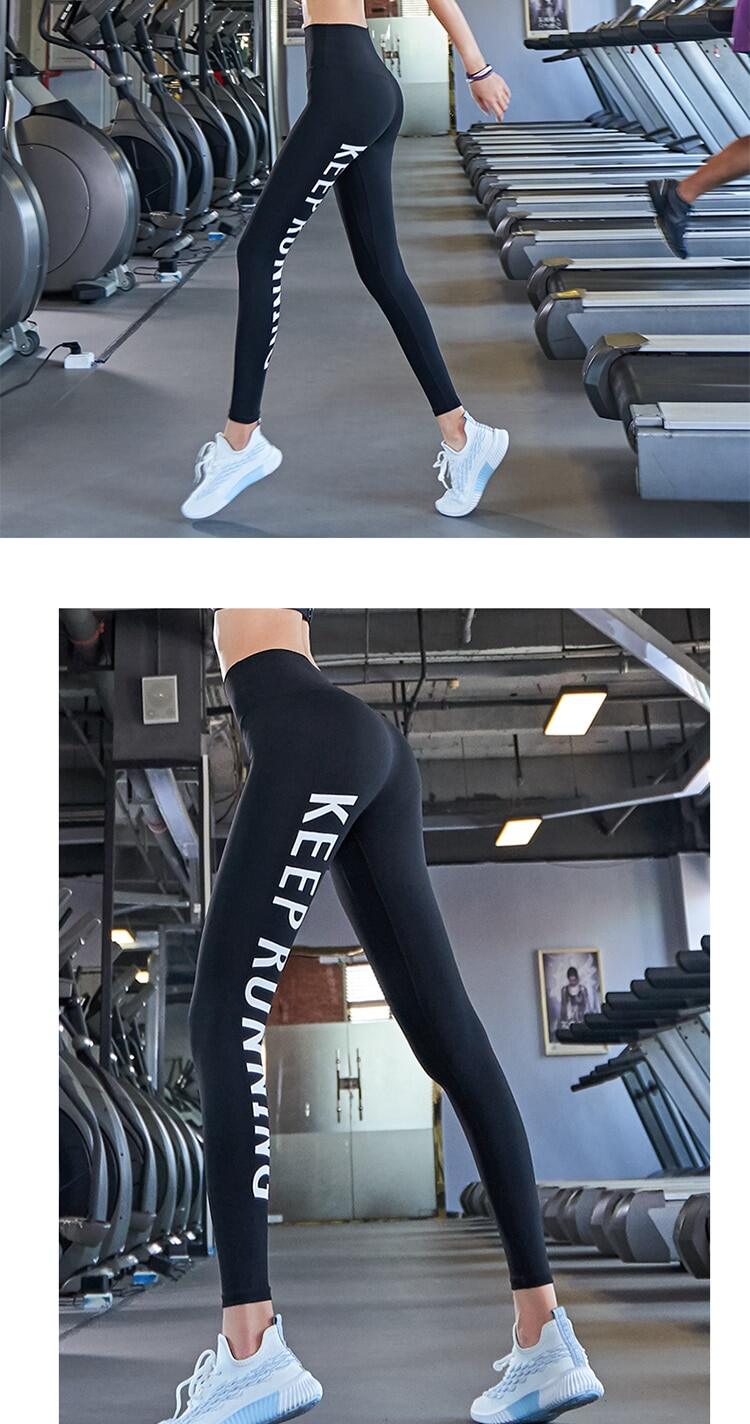 Leggings da corsa SUPERFLOWER per donna Pantaloni da yoga Leggings da allenamento con lettere stampate a vita alta_voghion.com