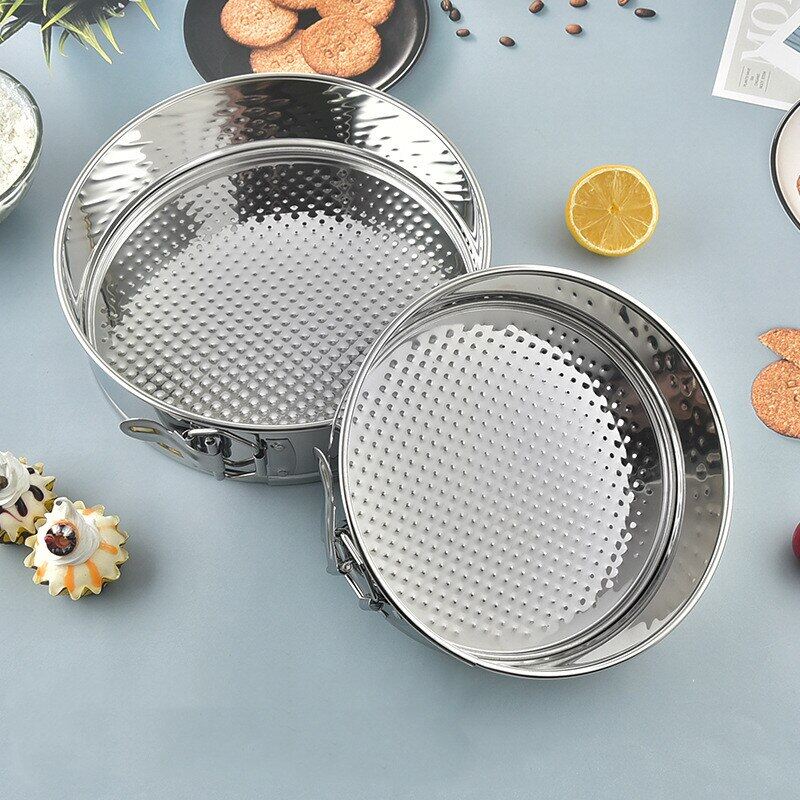 Gambar Stainless Steel 7 9 10 Inch Removable Bottom Non Stick Metal Bake Mould Cake Pan With Lock Divice Bakeware Cake Molds Baking