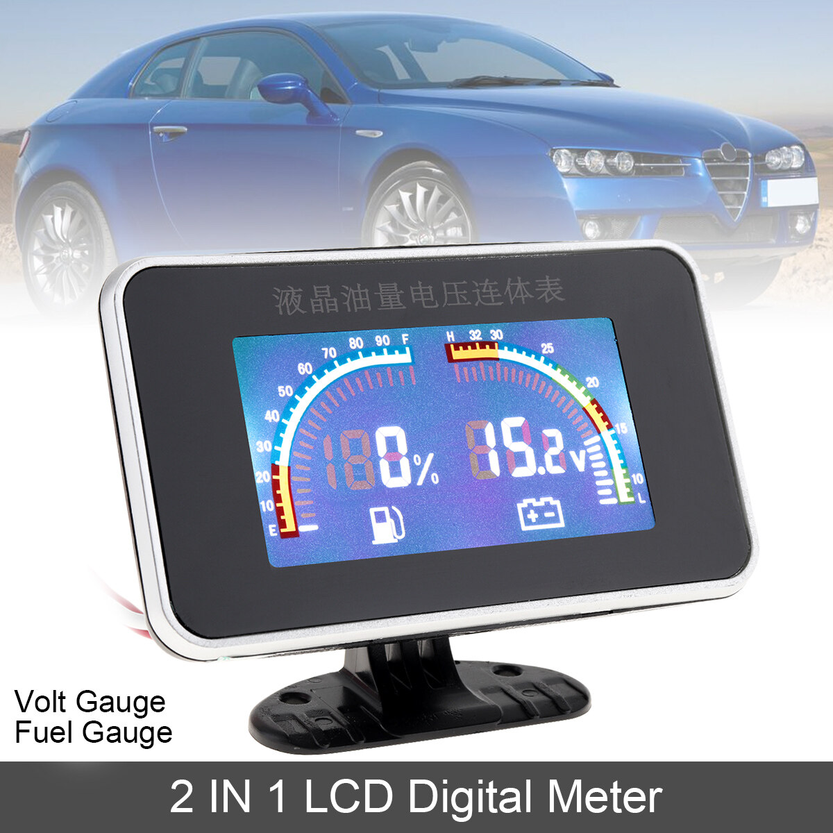 Yililay universale elettronico 5,1 cm oil gauge Volt 52 mm digitale blu LED analogico misuratore di indicatore fumé auto a benzina Meter auto parts 