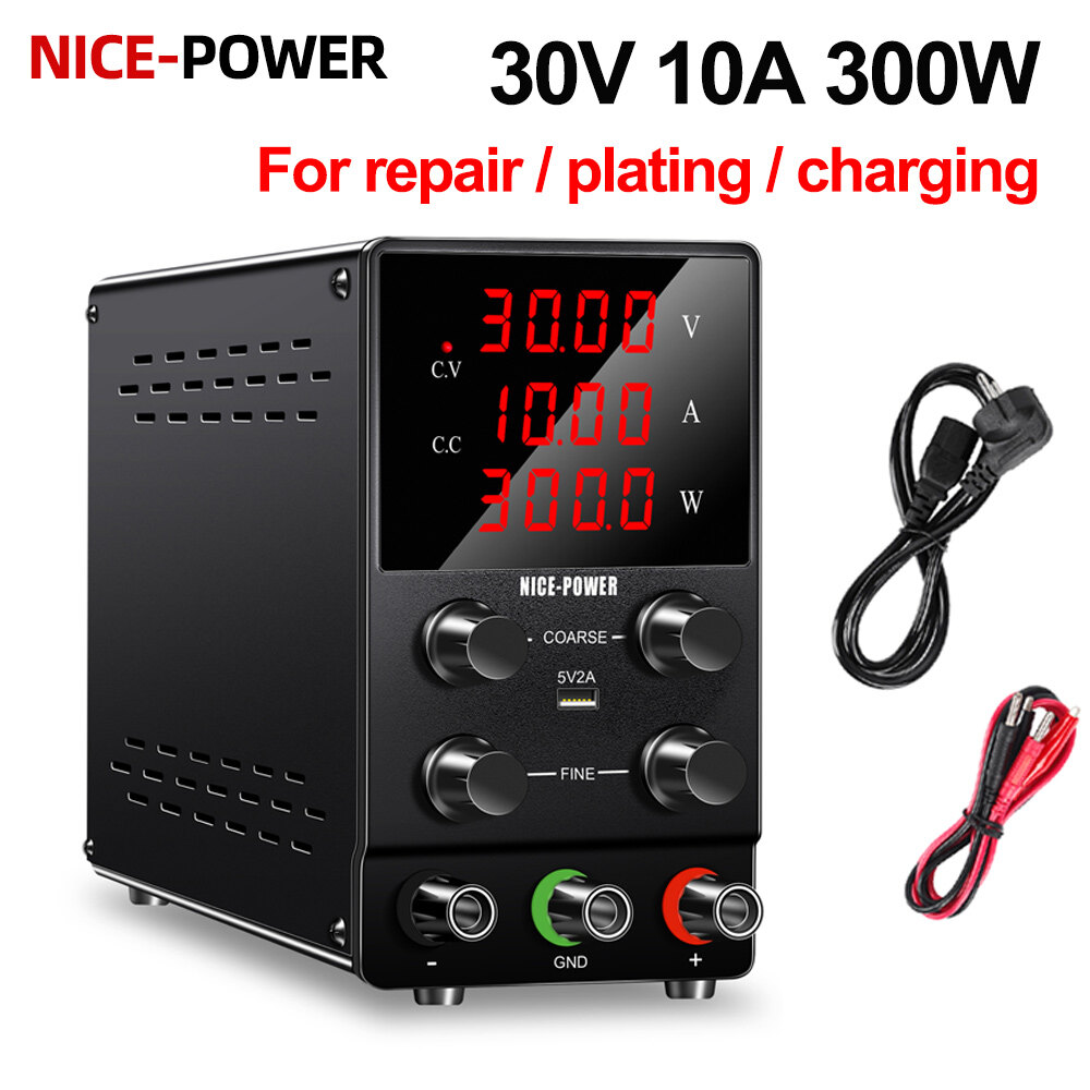 NICE-POWER 30V 10A Nguồn điện DC biến thiên 0 đến 30V Đầu ra Dòng điện DC 10Amp 4 chữ số Hiển thị và độ phân giải Cung cấp năng lượng hình xăm để sửa chữa điện thoại