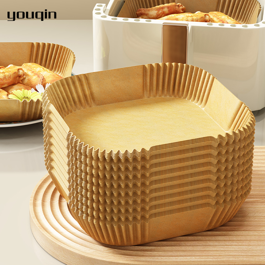 Youqin giấy nướng dùng một lần cho nồi chiên không dầu nồi hấp chống dính giấy da tròn lót giấy phụ kiện nhà bếp cho gia đình đĩa nướng thức ăn đường kính 20cm