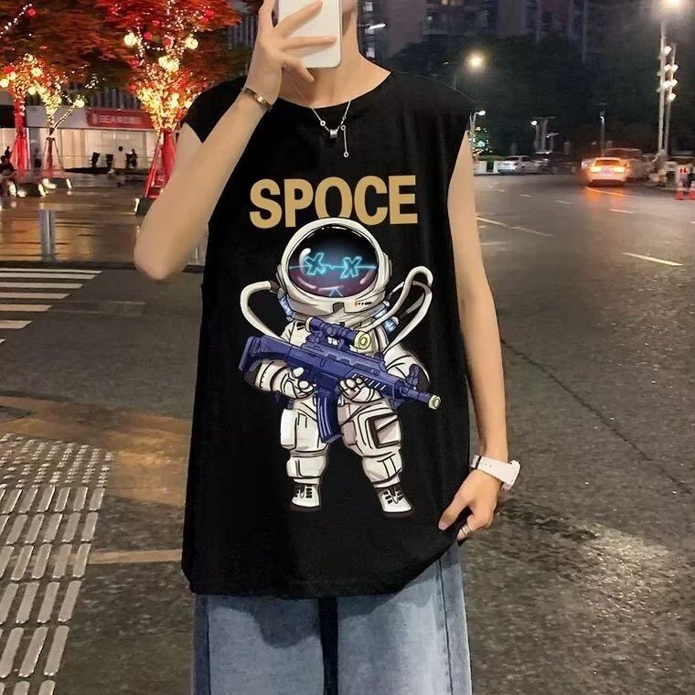 (M-8XL) Sports and Fitness Tank Top Men's Summer Thin Loose Large Ins Fashion Brand Basketball Outerwear Sleeveless Sweetheart T-shirt
