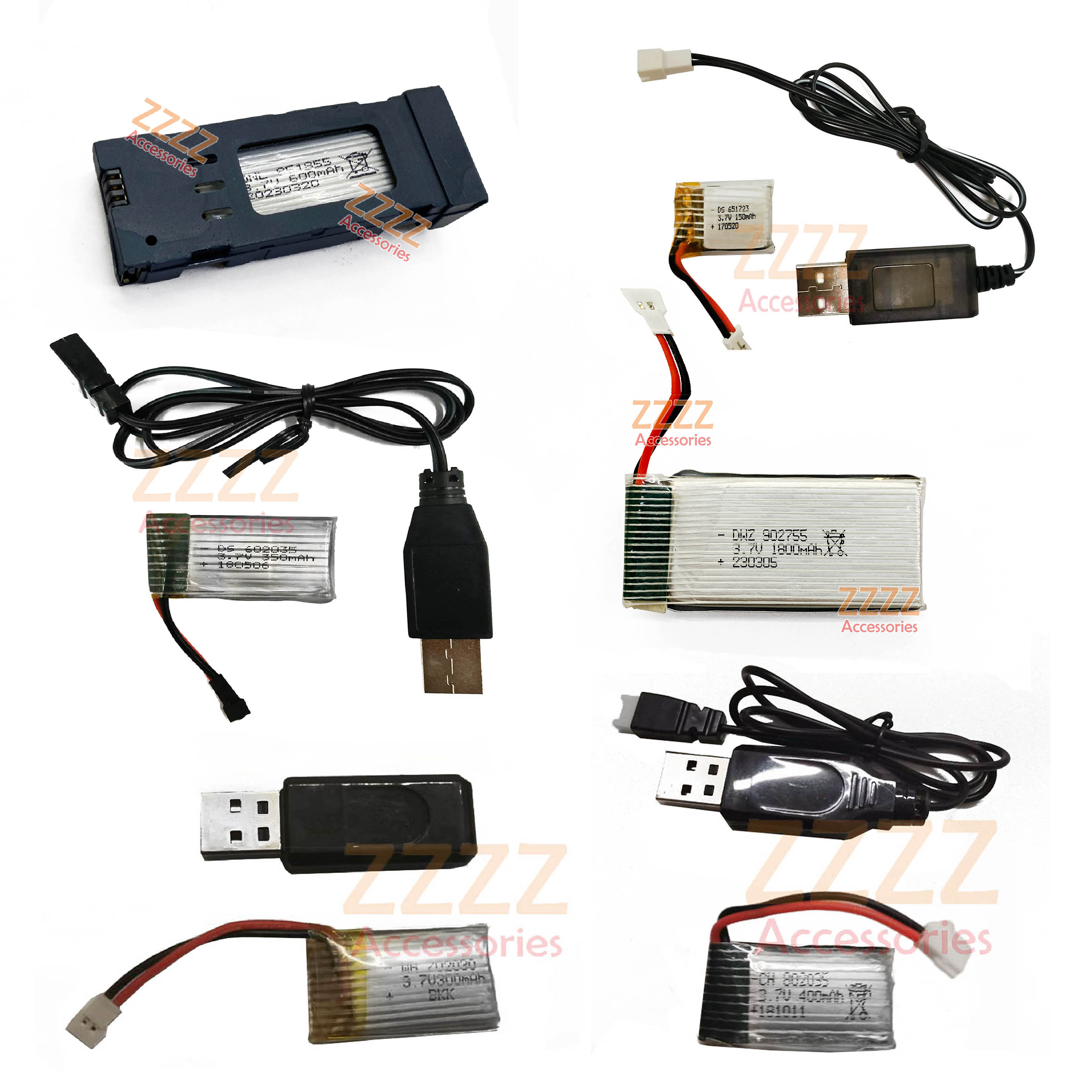 2PCS USB Charger Cable 1A For 2S 7.4V LiPo Battery RC Quadcopter FPV