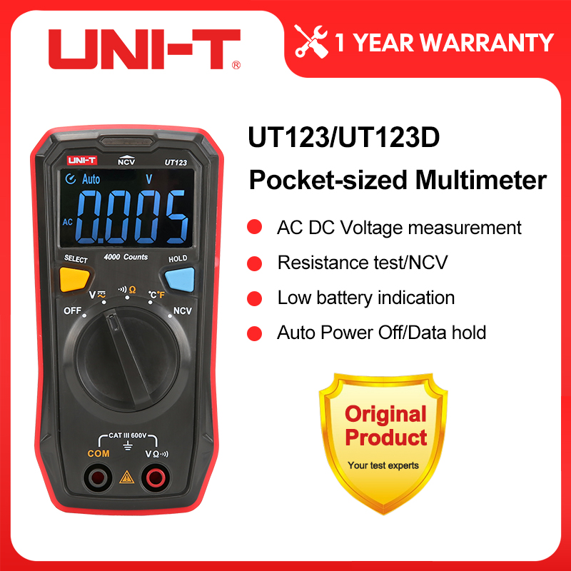 Đồng hồ vạn năng kỹ thuật số ut123 ut123d uni-t máy đo nhiệt độ mini phạm vi tự động vôn kế ac dc máy đo tần số điện dung