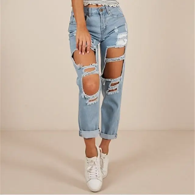 Summer Ripped Boyfriend Jeans For Women Fashion Loose Vintage High Waist Jeans Casual Pantalones Mujer Vaqueros Lazada Ph