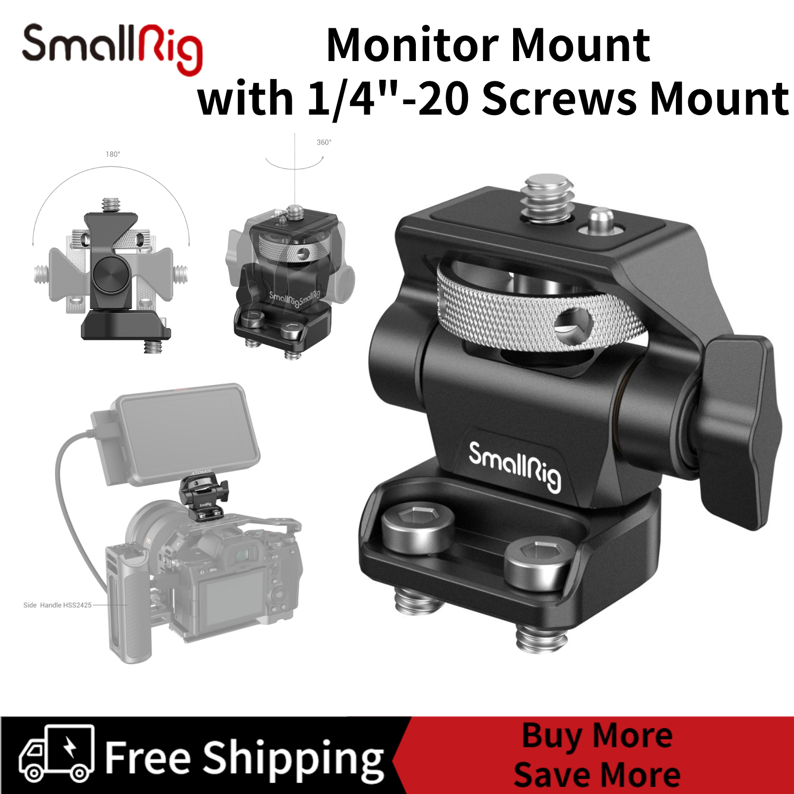 SmallRig Xoay Và Nghiêng Màn Hình Có Thể Điều Chỉnh Gắn Với Ốc Vít 2904