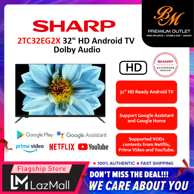 Sharp 2TC32EG2X 32" HD Android TV Dolby Audio Harga  1,099 Ringgit*Penghantaran Percuma