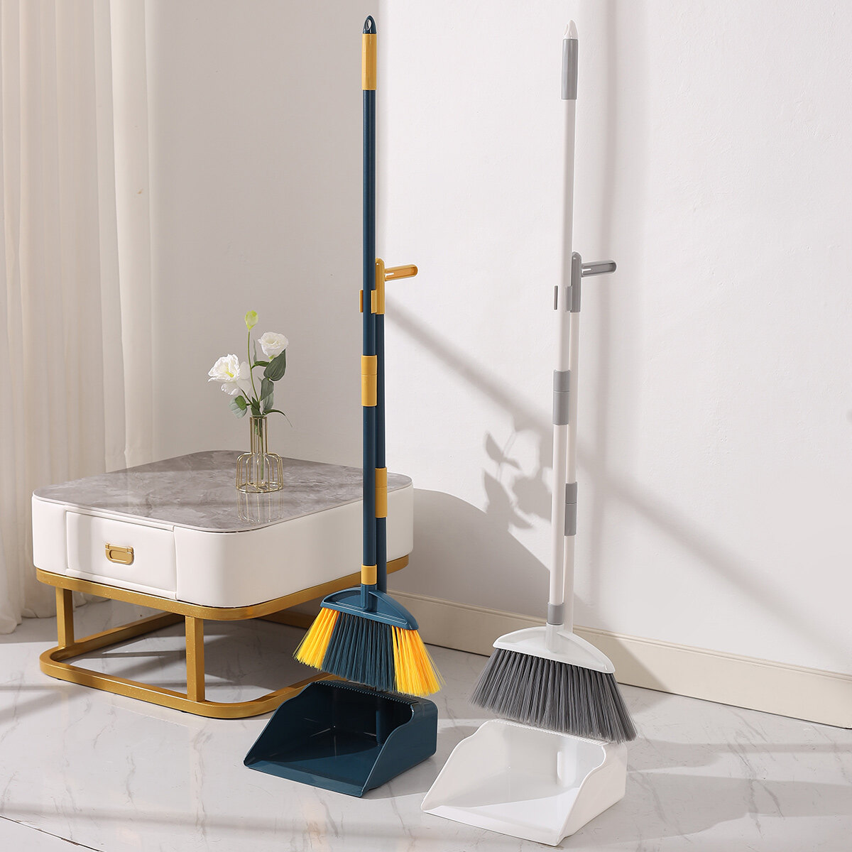 Worthbuy vệ sinh trong gia đình tay cầm dài chổi và hót rác cầm tay chổi thiết lập dụng cụ dọn vệ sinh cho tầng rác tóc