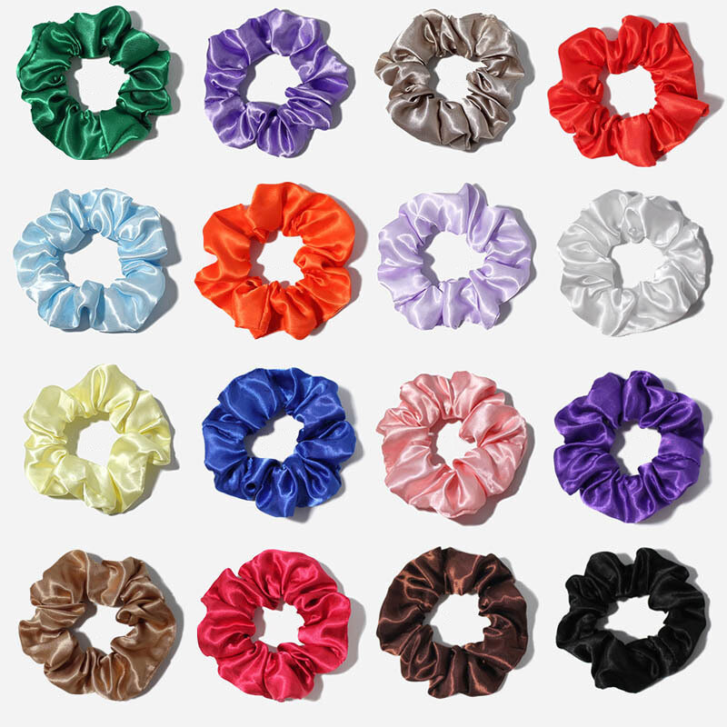 Dây Buộc Tóc Màu Trơn Thời Trang Cho Nữ, Dây Buộc Vải Satin Băng Đô Co Giãn Đơn Giản Cho Nữ, Băng Đô Satin Buộc Tóc Cho Bé Gái Phụ Kiện Tóc