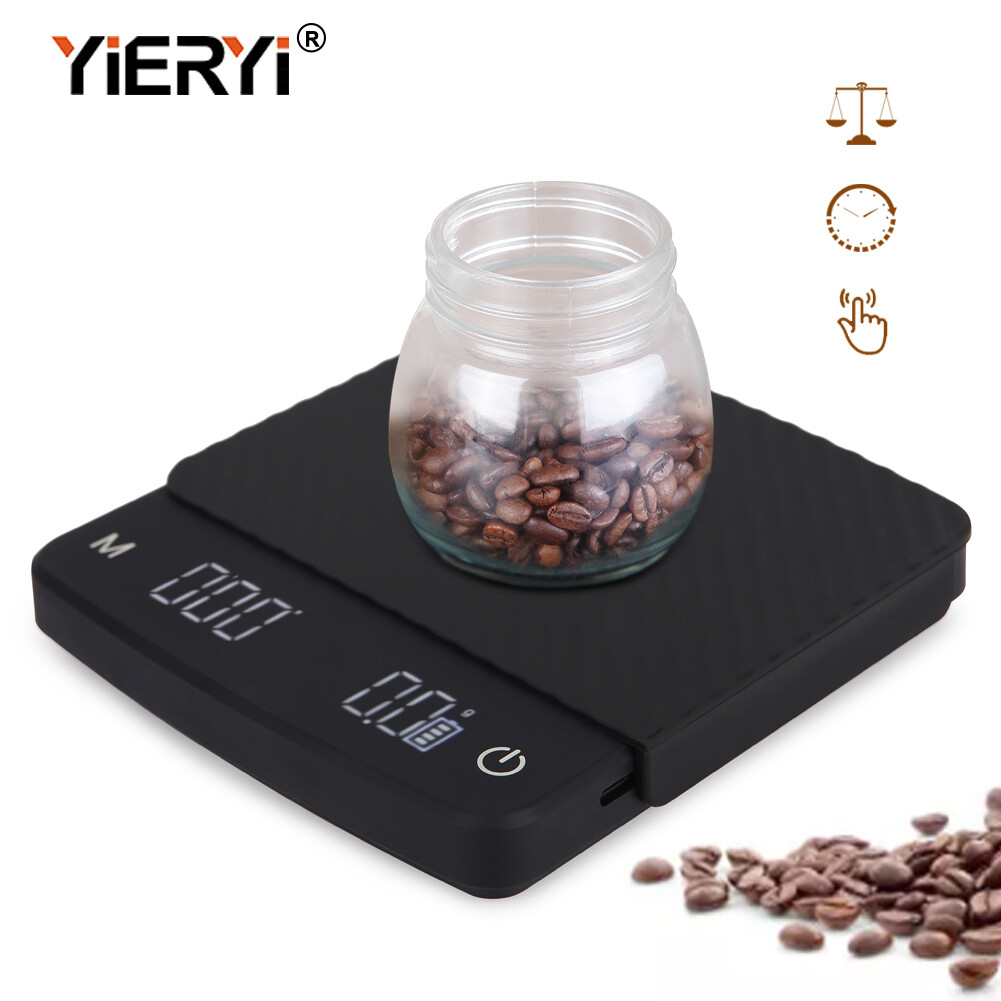 Yieryi cân cà phê 2kg/0.1g cân điện tử kỹ thuật số thông minh cân cà phê sạc màn hình led cân nhà bếp hẹn giờ