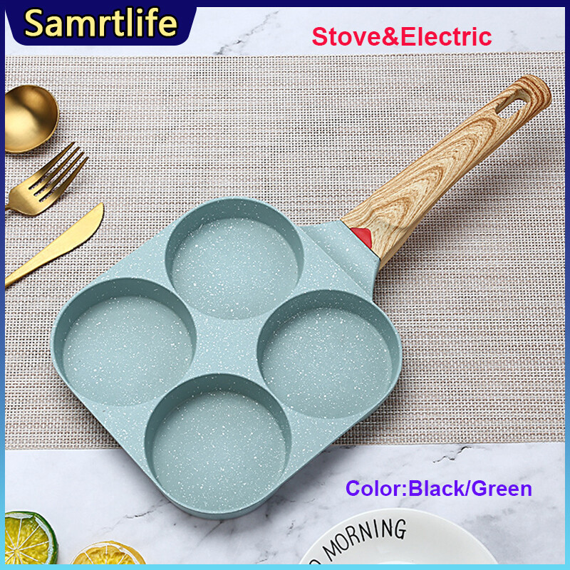 Gambar Smartlife Four hole Frying Pot Pan Non Stick Egg Pancake Steak Pan  Gas Induction Cooker Universal Cooking Egg Ham Pans Breakfast Maker Cookware