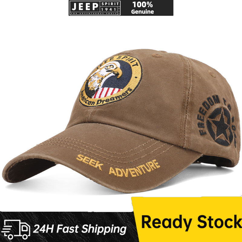 JEEP SPIRIT 1941 ESTD Unisex Eagle Embroidered Edge Baseball Hat Spring and Autumn Outdoor Adjustable Casual Hat Sunscreen Hat ราคา 335 บาท*ส่งฟรี