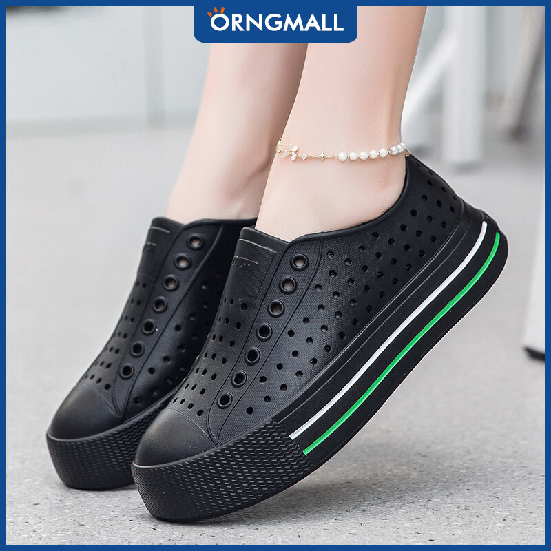 ORNGMALL Summer 3CM Thick-Soled Hollow Wading Casual Waterproof Beach Outdoor Slip-On Candy Color Sandals for Women 35-40 ราคา 369 บาท*ส่งฟรี
