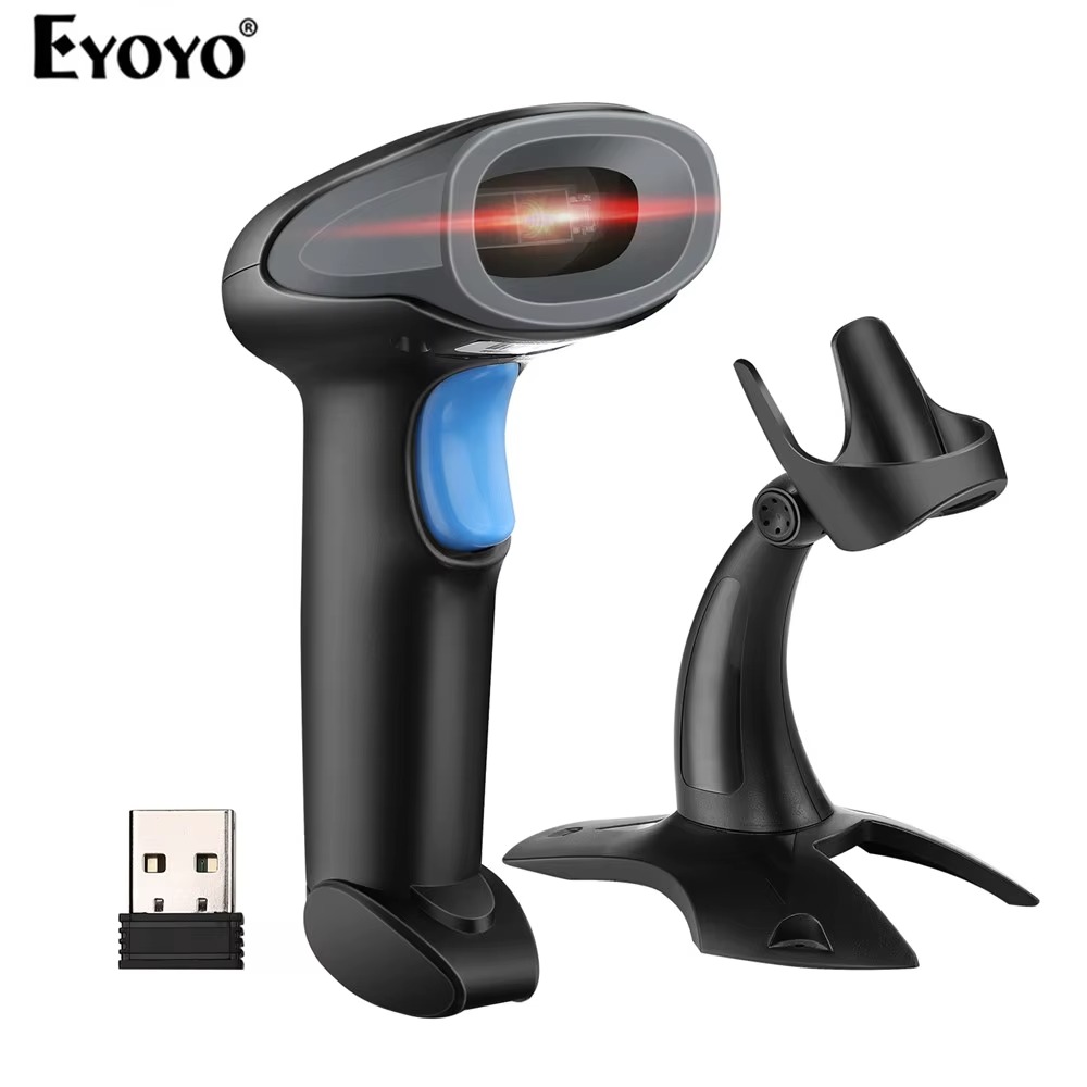 Eyoyo Wireless 1D 2D Barcode Scanner 2.4G Wireless & USB Wired Cordless Rechargeable Scan for Inventory Management Hand Scanner ราคา 869 บาท*ส่งฟรี