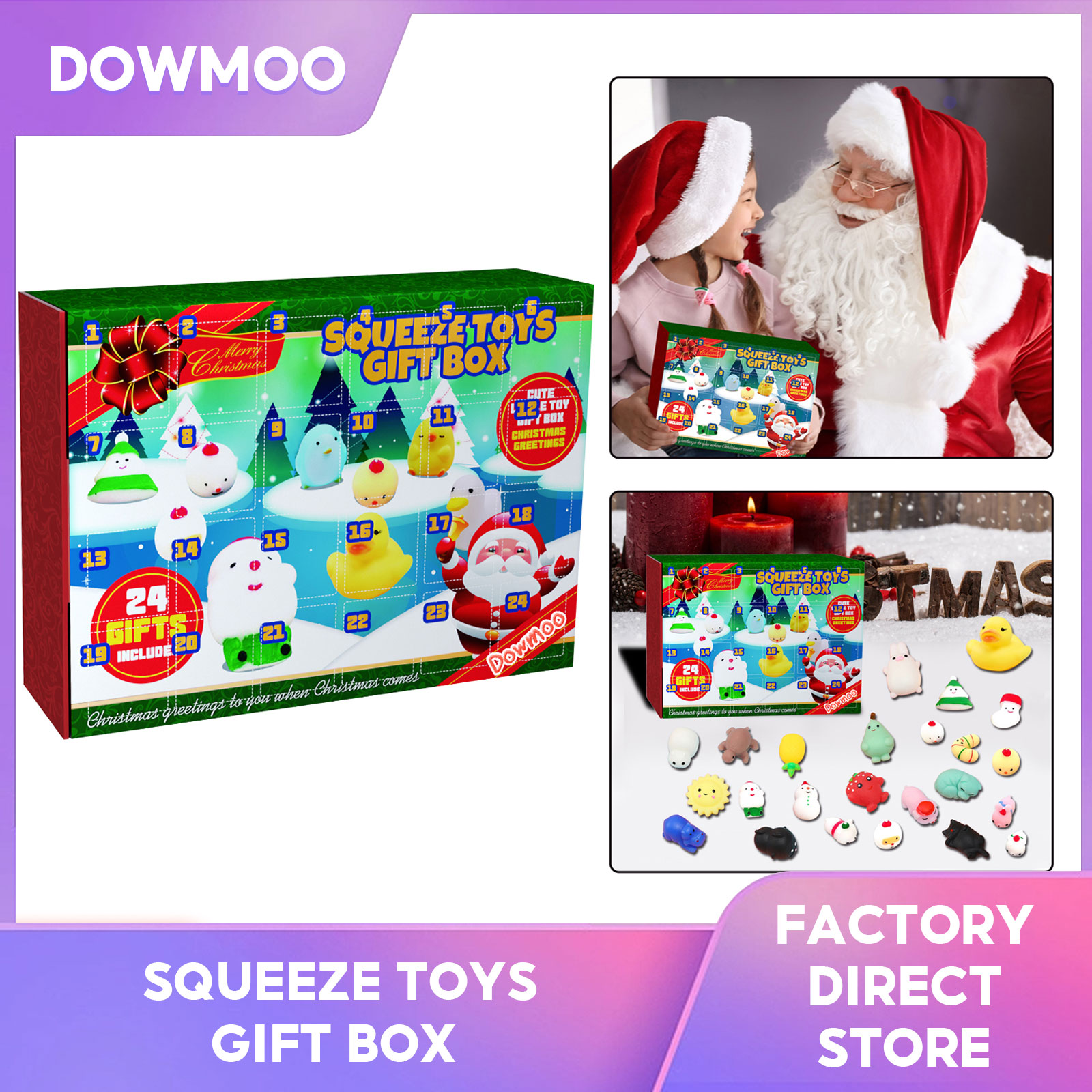 Yegbong Christmas Squeeze Toys Gift Box Advent Calendar Blind Box 24 Grid Rubber Toy Blind Box For Children Girls Boys Surprise Christmas Surprise Gifts For Kids Countdown Calendar Toy Blind Box ราคา 310 บาท*ส่งฟรี