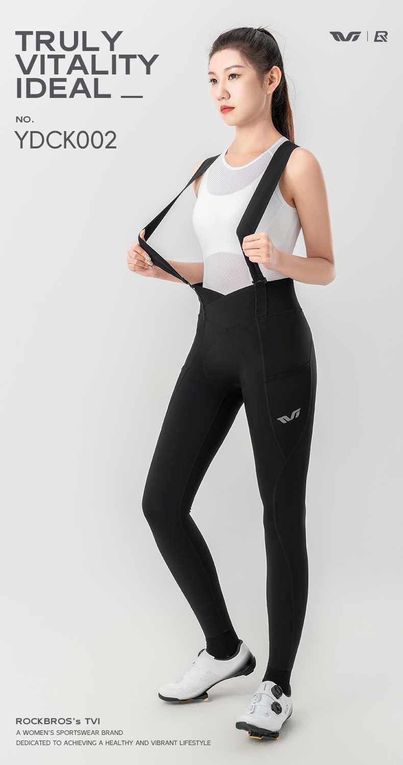 【TVI】Pantaloni da ciclismo da donna ROCKBROS Pantaloni da ciclismo da donna ad alta elasticità ad asciugatura rapida con cinturino staccabile MTB Pantaloni da ciclismo da strada Pantaloni da equitazione traspiranti con tasca laterale
