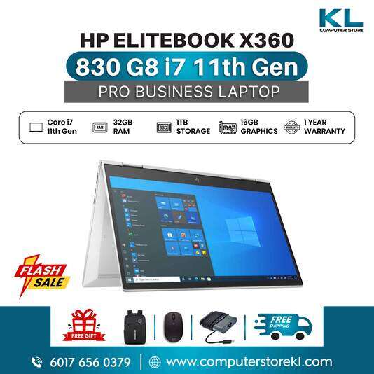 HP EliteBook x360 830 G8 | Touch &amp; Flip | Core i7 11th Gen | 32GB RAM | 1TB SSD | Like New | 1 Year Warranty