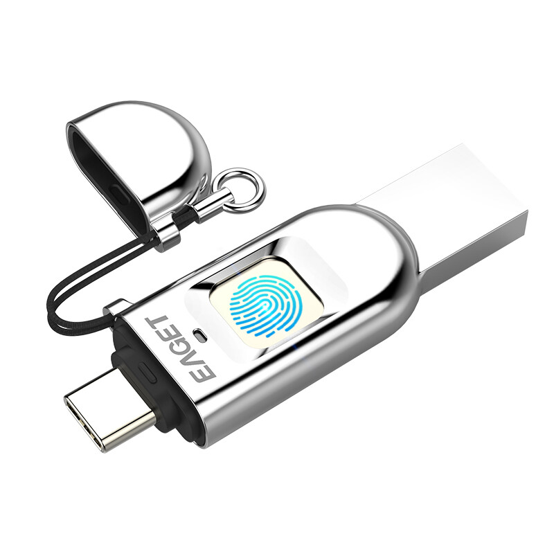 Yijie EAGET FU68 fingerprint encryption USB flash drive dual interface Type-C+USB3.0 universal dustproof cover and lanyard design for mobile computers - ยี่ห้อ EAGET ราคา 1,296 บาท*ส่งฟรี