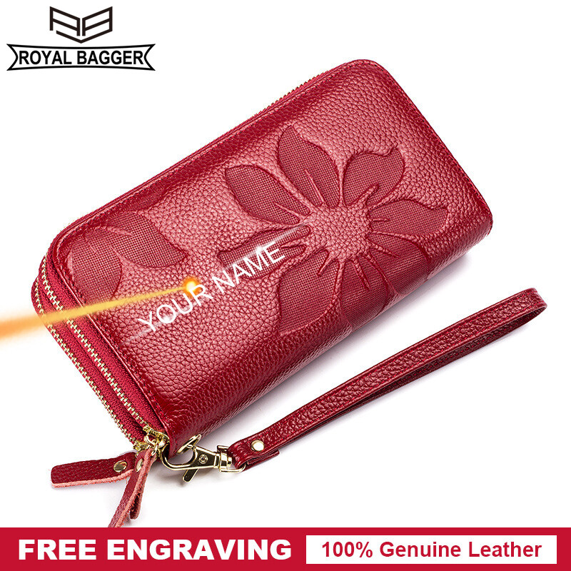 Hoàng Gia Người Đàn Bà Vô Ví Dài Ví Cho Nữ Cô Gái Da Bò Thật RFID Túi Clutch Thời Trang Phụ Nữ Đồ Chứa Thẻ Ví Ví Đựng Điện Thoại