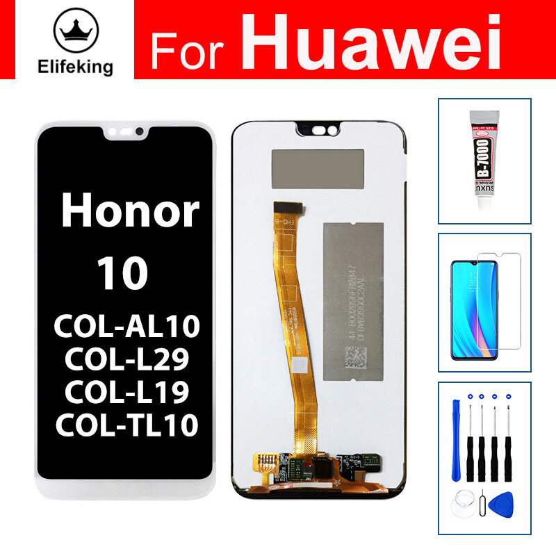 Chất lượng hàng đầu LCD cho Huawei Honor 10 COL-AL10 L29 L19 TL10 hiển thị thay thế bộ cụm màn hình cảm ứng 100% thử nghiệm tốt