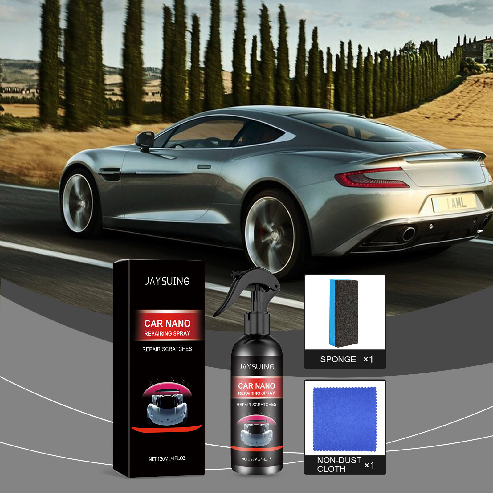 Jaysuing Nano Ceramic Car Coating Auto Detailing Products Liquid Spray Polish Wax Film Paint Care Protector Kit Accessories Car Ceramic Paint Sealant for Car Coating Spray Nano Hydrophobic Liquid Spray Kits For Car Surface Care Accessories ราคา 225 บาท*ส่งฟรี