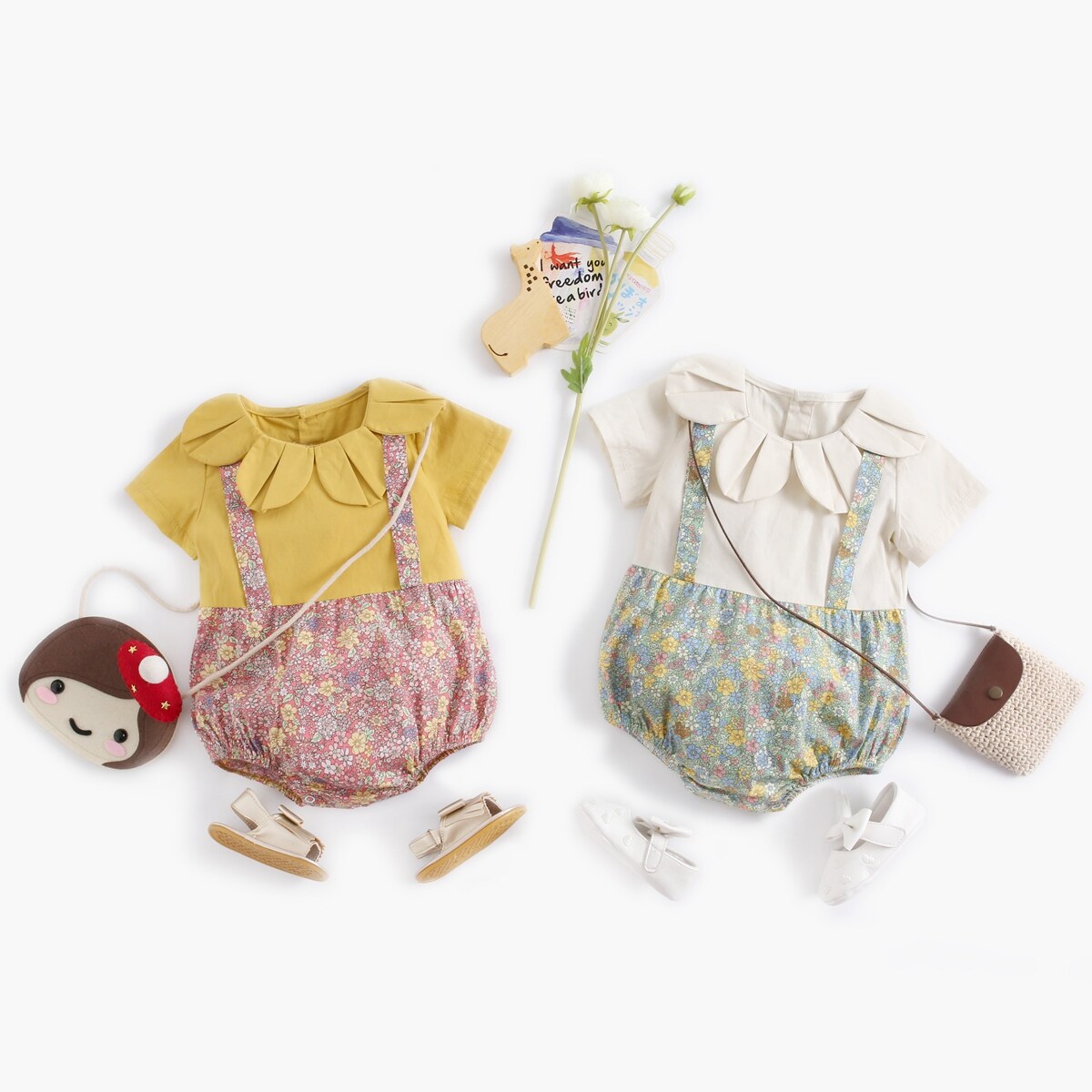Baby Girl Bodysuits Cute Summer Floral Toddler Clothes Cotton Jumpsuits