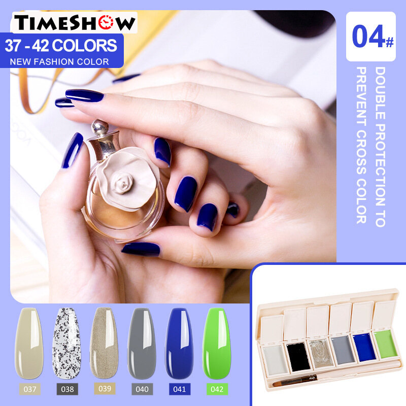 Gambar TimeShow 2022 nian New 6 Color Cream Solid Glue Eyeshadow Platter Mounted Phototherapy Nail Polish Gel Kit Cross Border Exclusive