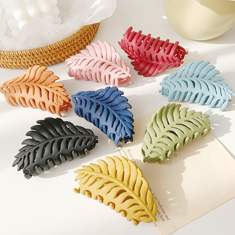 Kẹp tóc lớn hình lá đơn giản chất lượng cao kẹp tóc acrylic màu trơn cho nữ phụ kiện tóc thời trang