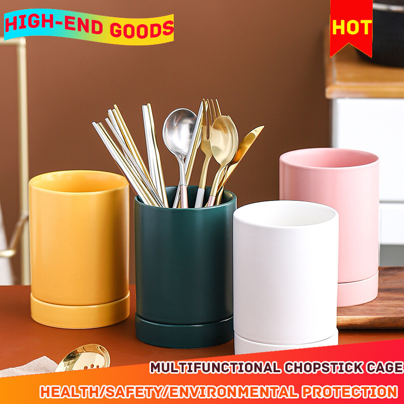 Gambar Kitchen Tableware Storage Chopsticks Cage With Drain Plate Chopsticks Holder