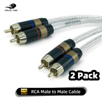 GOLLEY LION RCA Audio Cable 2 Pack for Amplifier Active Speakers or Subwoofer with Gold-Plated Plugs