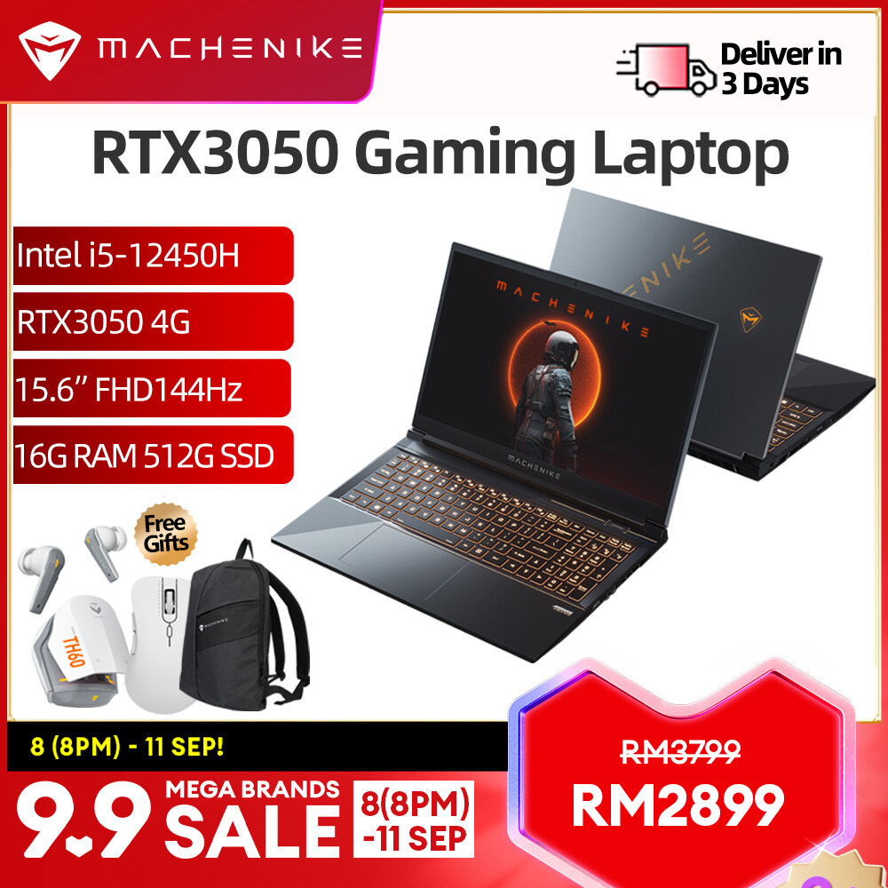[Delivery in 72 Hours]Machenike S15 RTX3050 gaming laptop Intel i5 12450H 15.6 inches Screen 144Hz 16G RAM 512G SSD i5 laptop notebook Computer