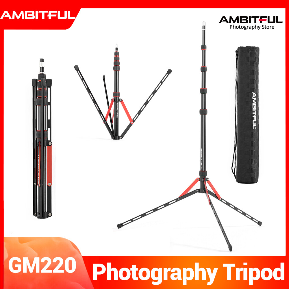 Ambitful GM220 Tripod Dày Hơn Ống Nâng Cấp chân đèn gậy selfie Cho Studio Đèn LED quay video Studio Softbox Đèn Flash Ô Dù Phản Xạ