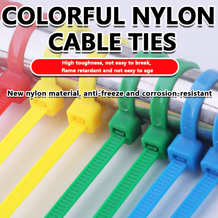 100 cái/gói màu xanh, đỏ, xanh lá cây, dây buộc cáp đa năng màu vàng, dây buộc cáp vườn, dây buộc cáp đồ cột dây nhựa chất lượng cao, lực kéo 50 lbs, dây buộc cáp đa Dây buộc cáp bằng ni lông màu tự khóa
