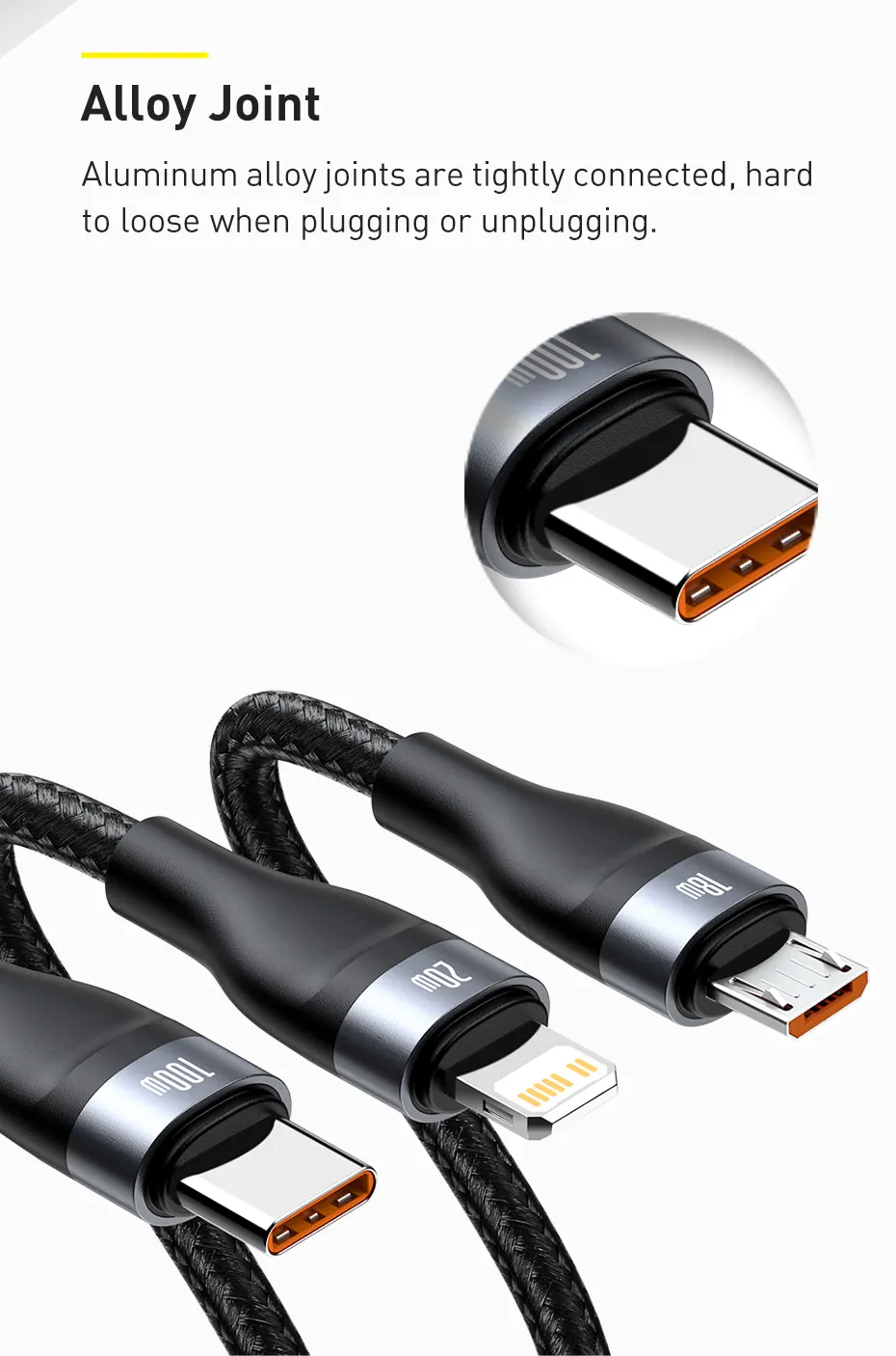 Baseus Flash Series Two for three Fast Charging Data Cable 100W 9