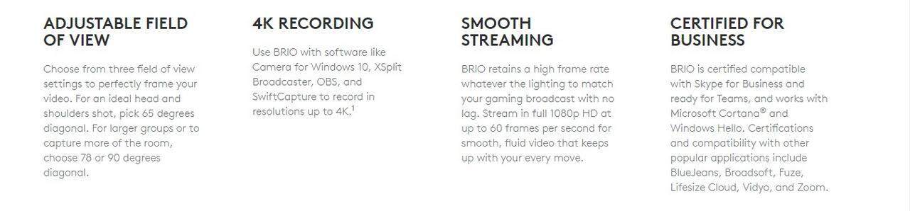 Logitech Brio 4K Ultra HD Pro Webcam with HDR & Windows Hello Supported 16 7a1c27459d858eb16728e4140d200c36