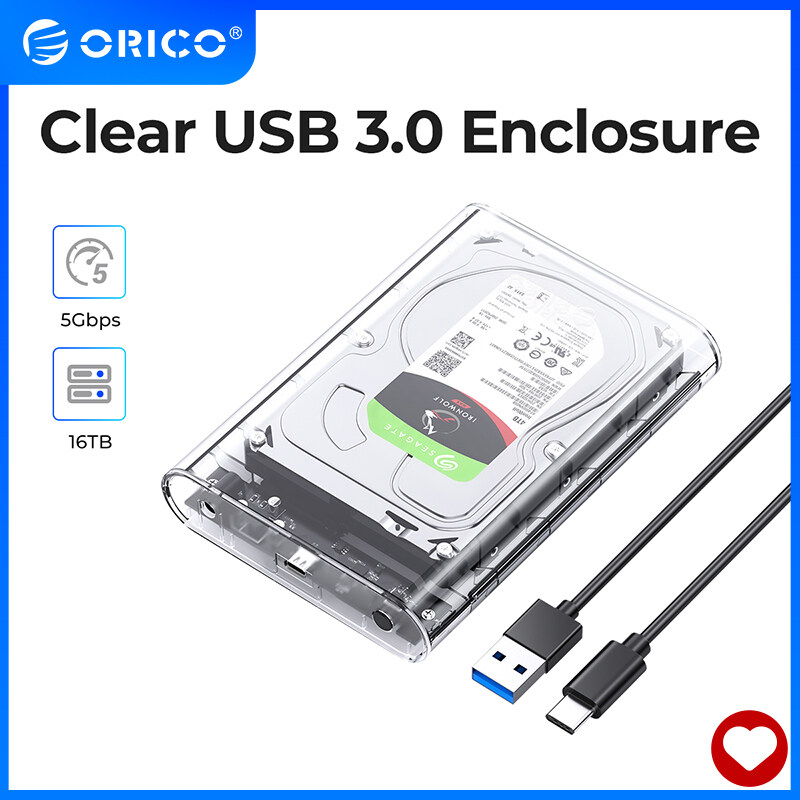 ORICO Hộp Đựng Ổ Cứng Trong Suốt Cho 2.5 3.5 HDD SSD SATA Sang USB 3.1 Type C 6Gbps Cho Hộp Ổ Đĩa Cứ