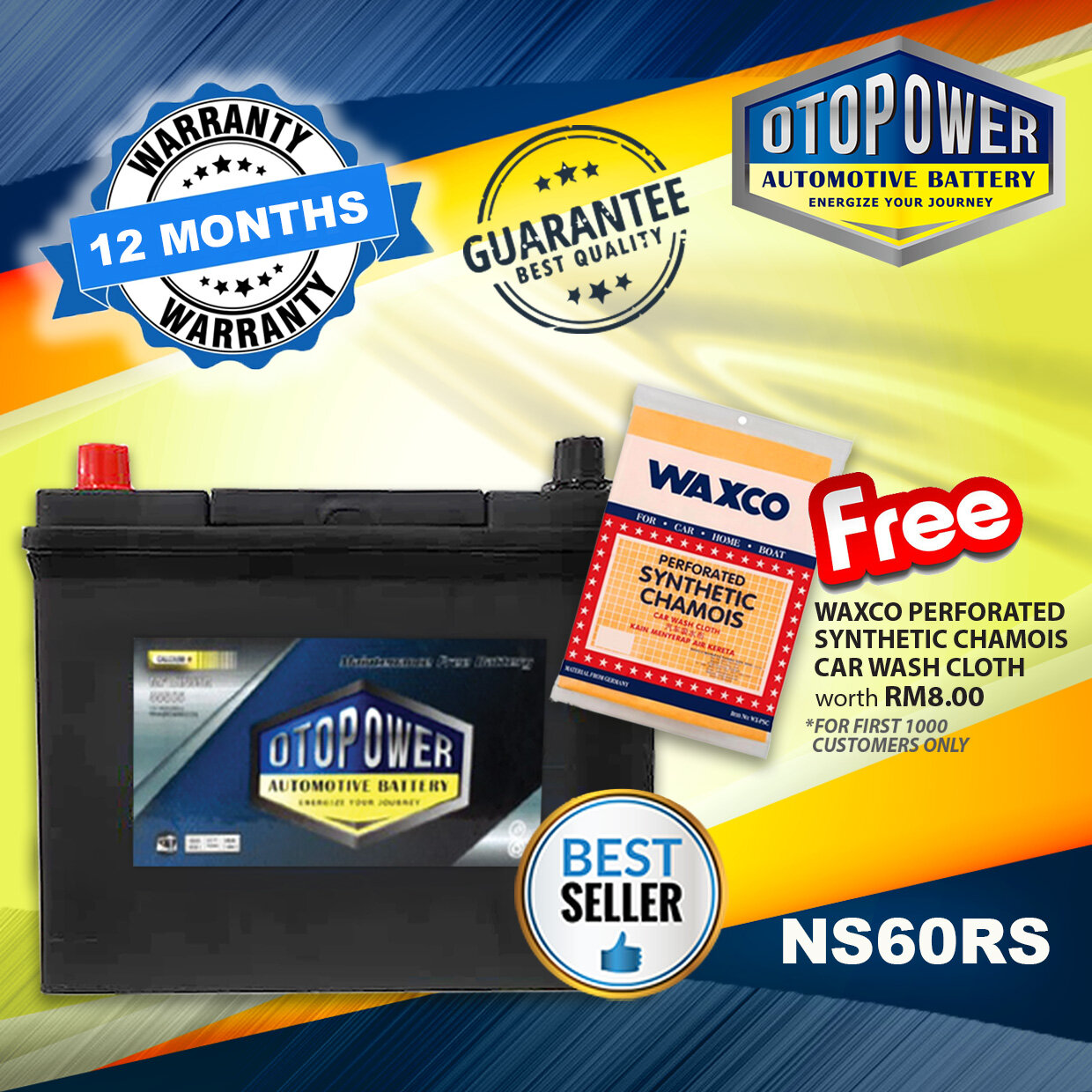 BATERI KERETA DIN55L OTOPOWER MAINTENANCE FREE BATTERY For Proton  Tiara,BMW,Peugeot,Audi,Chery,Alfa Romeo 145,146,147,155,156,166,Alfa 
