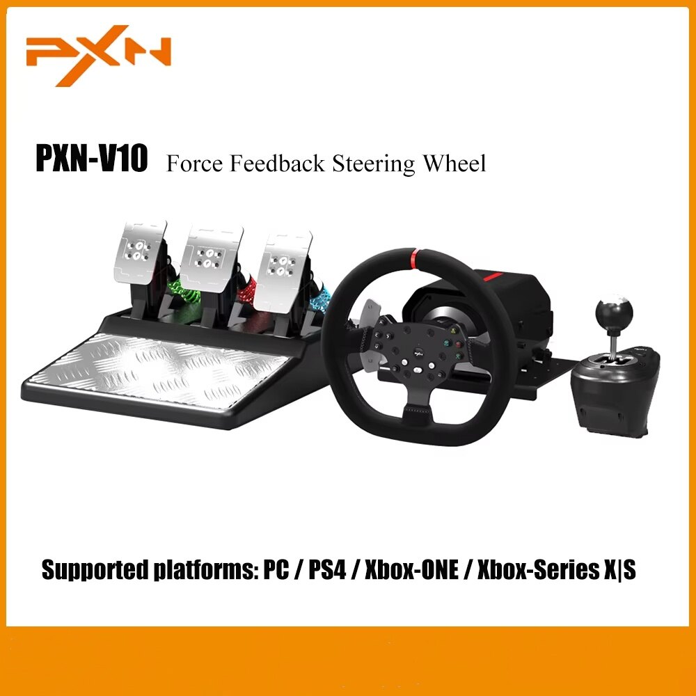 PXN V10 3 IN 1 Force Feedback Racing Wheel Gaming Steering Wheel Volante pc With Hall Magntic Pedals For PC Computer/PS4/XBOX ราคา 11,820 บาท*ส่งฟรี