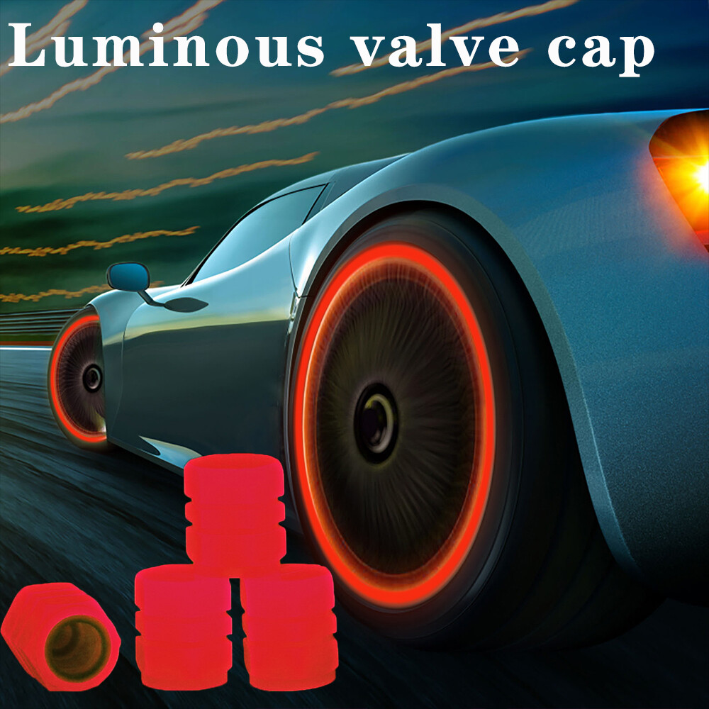 Red Luminous Tire Valve Cap Car Bicycle Motorcycle General Lighting Valve Stem Cover Cars Tire Valve Cover Decorative Accessories