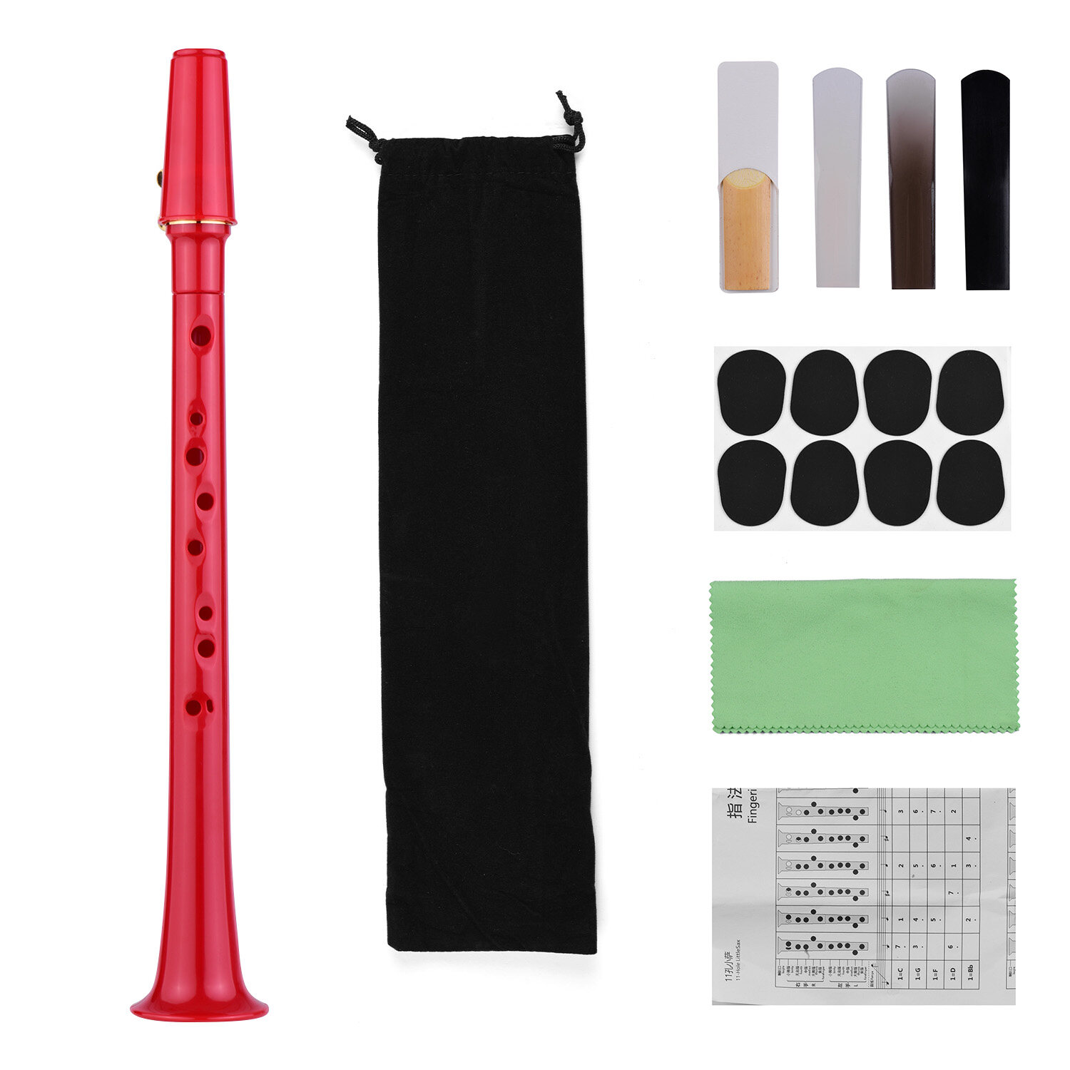 Tomshine 11-hole Mini Pocket Saxophone ABS with Alto Mouthpiece Ligature  4pcs Reeds 8pcs Pads Finger Charts Cleaning Cloth Carrying Bag 