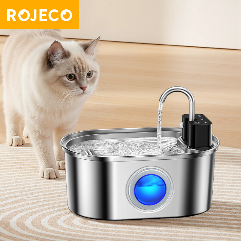 Rojeco thép không gỉ cảm biến không dây đài phun nước PET thông minh đài phun nước cho Chó Mèo Máy nước uống