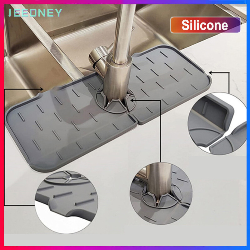 Gambar Silicone Dripper Tray for Countertop Silicone Faucet Pads Drip Protection for Splashbacks Sink Drain Pads Behind Faucets