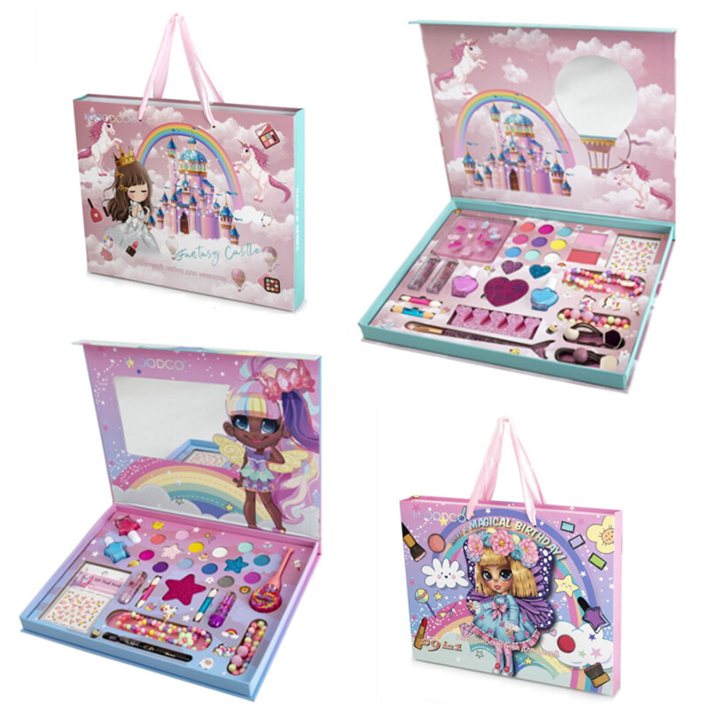 DENOSWIM Kids Makeup Toy Kit Washable with Portable Cosmetic Bag Princess